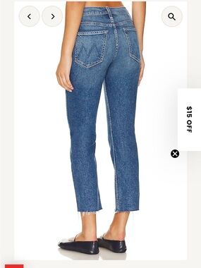 MOTHER Blue High-Rise Cropped Ankle Jeans